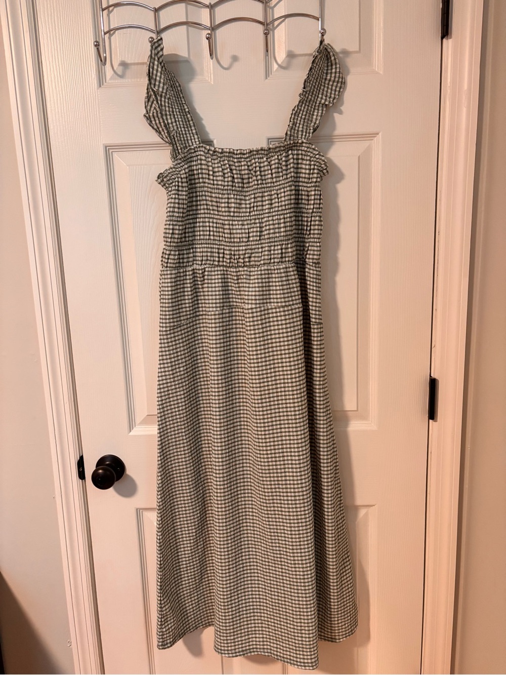 Old Navy Green Gingham Smocked Maxi Dress
